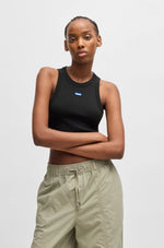 Lade das Bild in den Galerie-Viewer, Hugo Blue | Tanktop aus Stretch-Baumwolle mit Logo-Aufnäher | 001 Black
