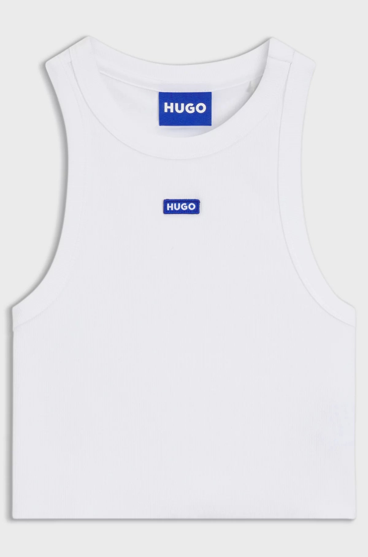 Hugo Blue | Tanktop aus Stretch-Baumwolle mit Logo-Aufnäher | 100 white