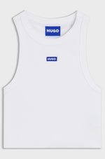 Lade das Bild in den Galerie-Viewer, Hugo Blue | Tanktop aus Stretch-Baumwolle mit Logo-Aufnäher | 100 white

