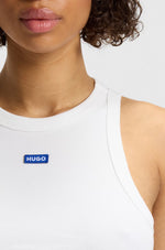 Lade das Bild in den Galerie-Viewer, Hugo Blue | Tanktop aus Stretch-Baumwolle mit Logo-Aufnäher | 100 white
