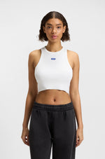 Lade das Bild in den Galerie-Viewer, Hugo Blue | Tanktop aus Stretch-Baumwolle mit Logo-Aufnäher | 100 white
