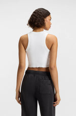 Lade das Bild in den Galerie-Viewer, Hugo Blue | Tanktop aus Stretch-Baumwolle mit Logo-Aufnäher | 100 white
