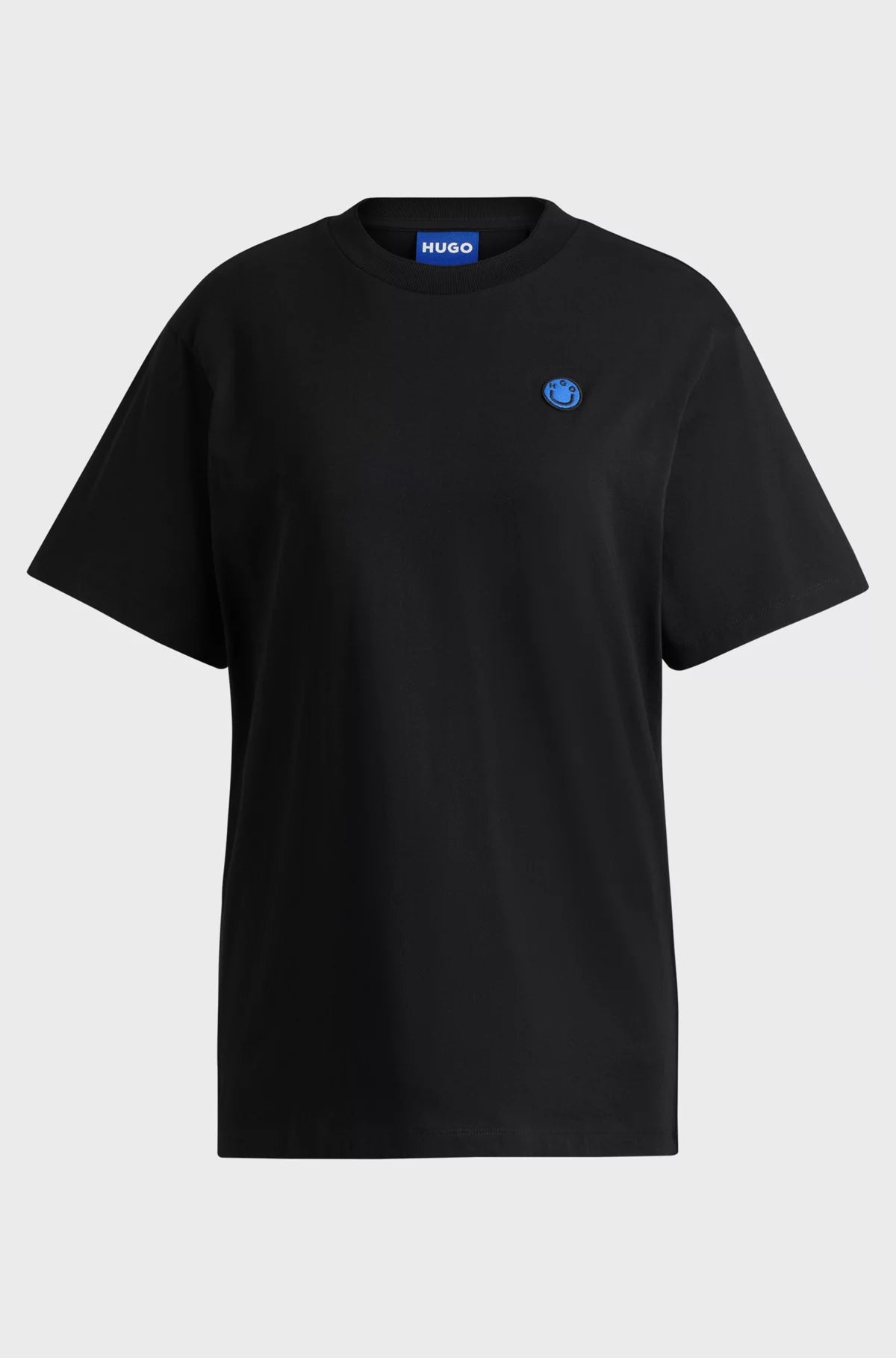 Hugo Blue | Baumwoll-Jersey T-Shirt mit Logo Abzeichen | 001 Black