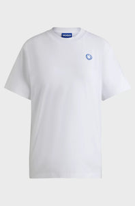 Hugo Blue | Baumwoll-Jersey T-Shirt mit Logo Abzeichen | 100 White