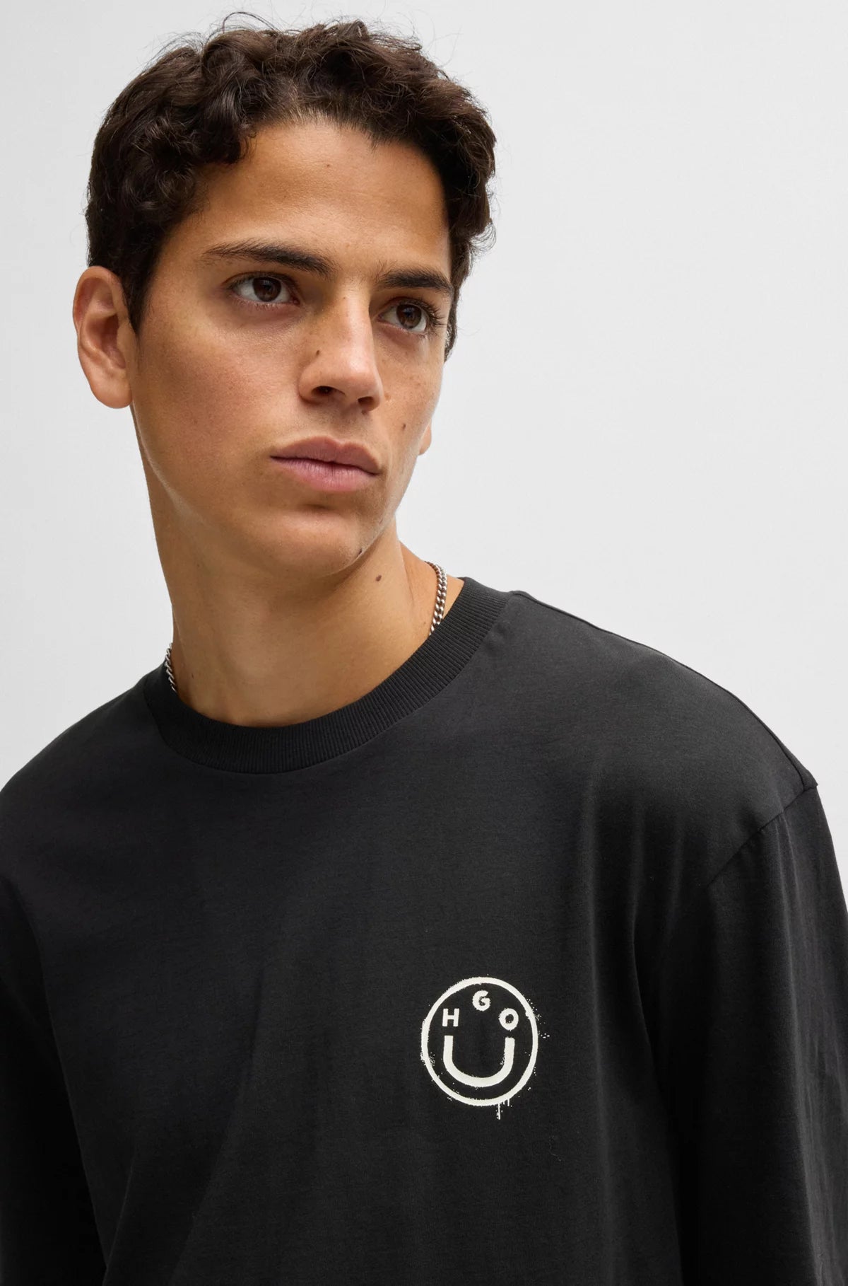 Hugo Blue | T-Shirt Nugoyork mit Smiley-Face-Logo | 001 black