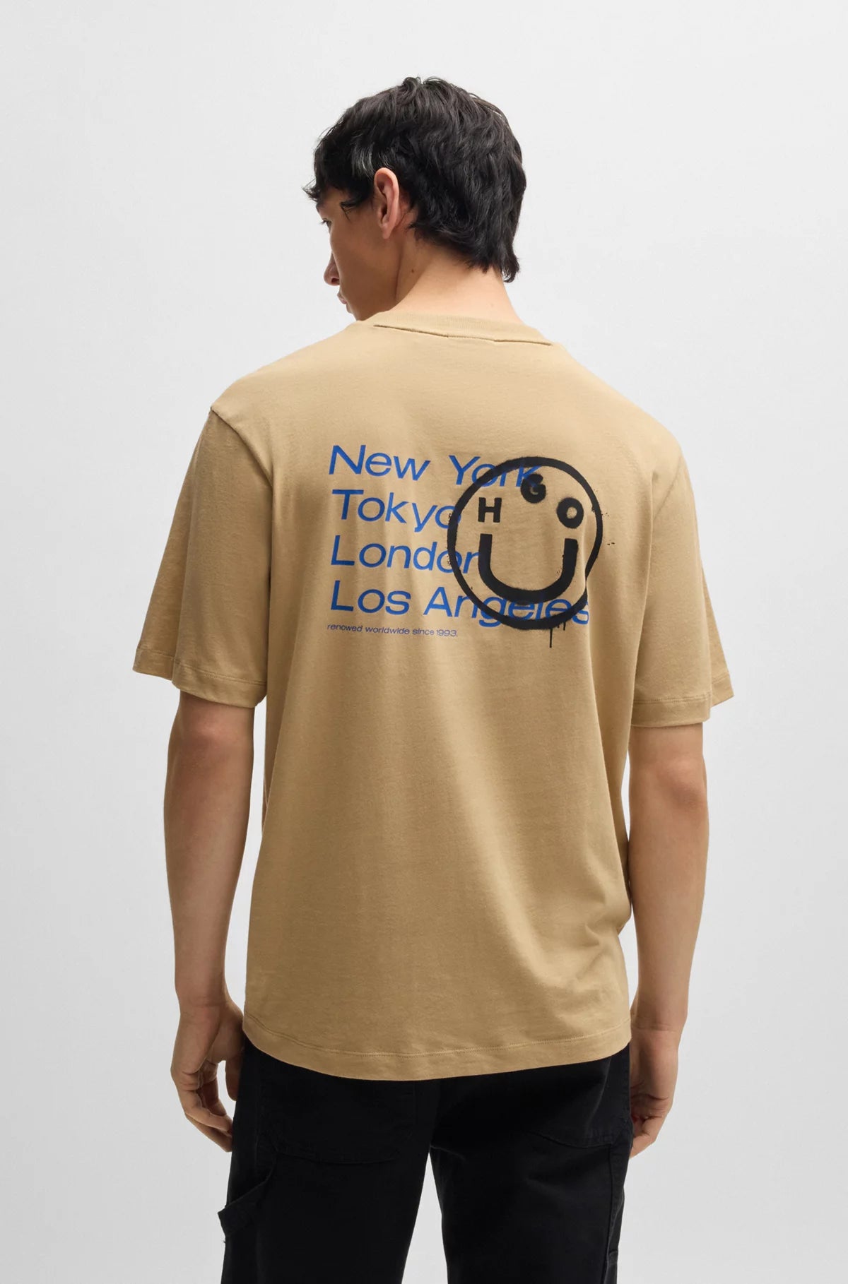 Hugo Blue | T-Shirt Nugoyork mit Smiley-Face-Logo | 269 beige