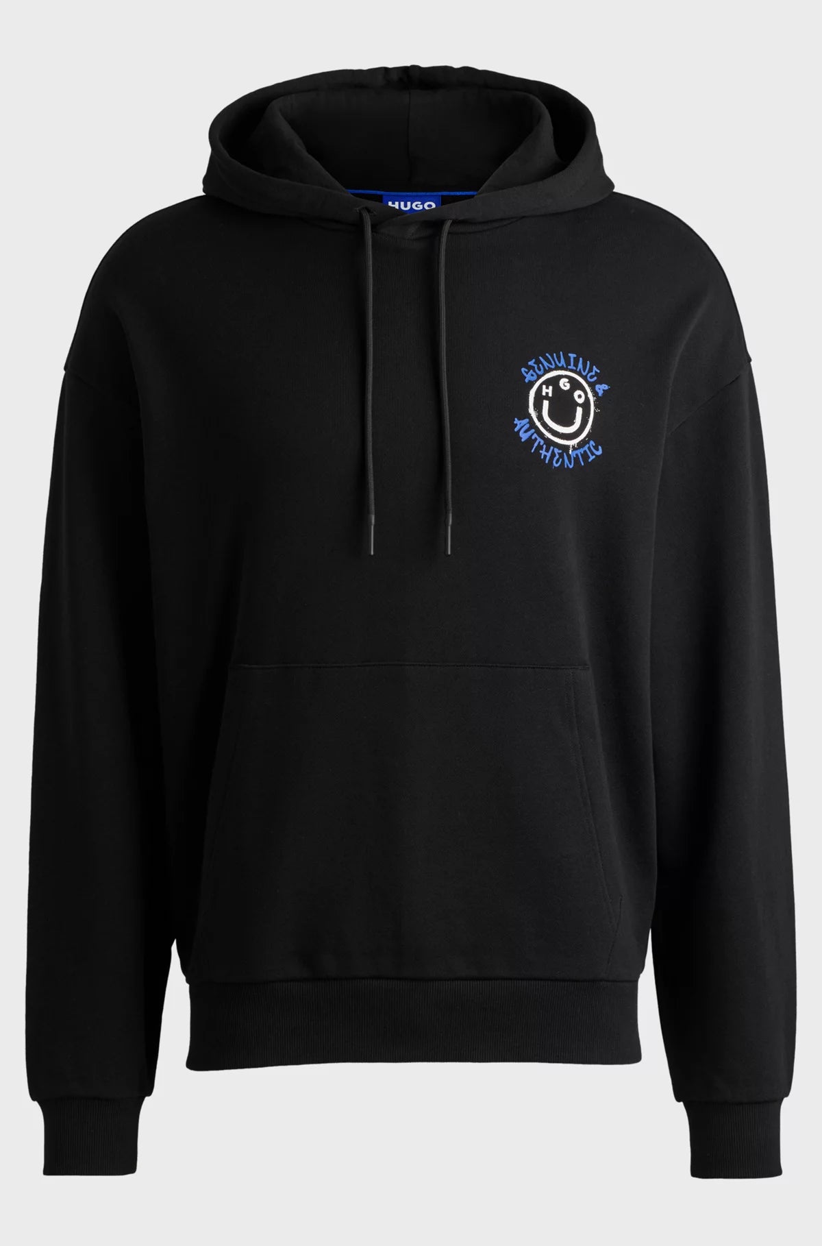 Hugo Blue | Nothentico Hoodie with Smiley Face Logo | 001 black