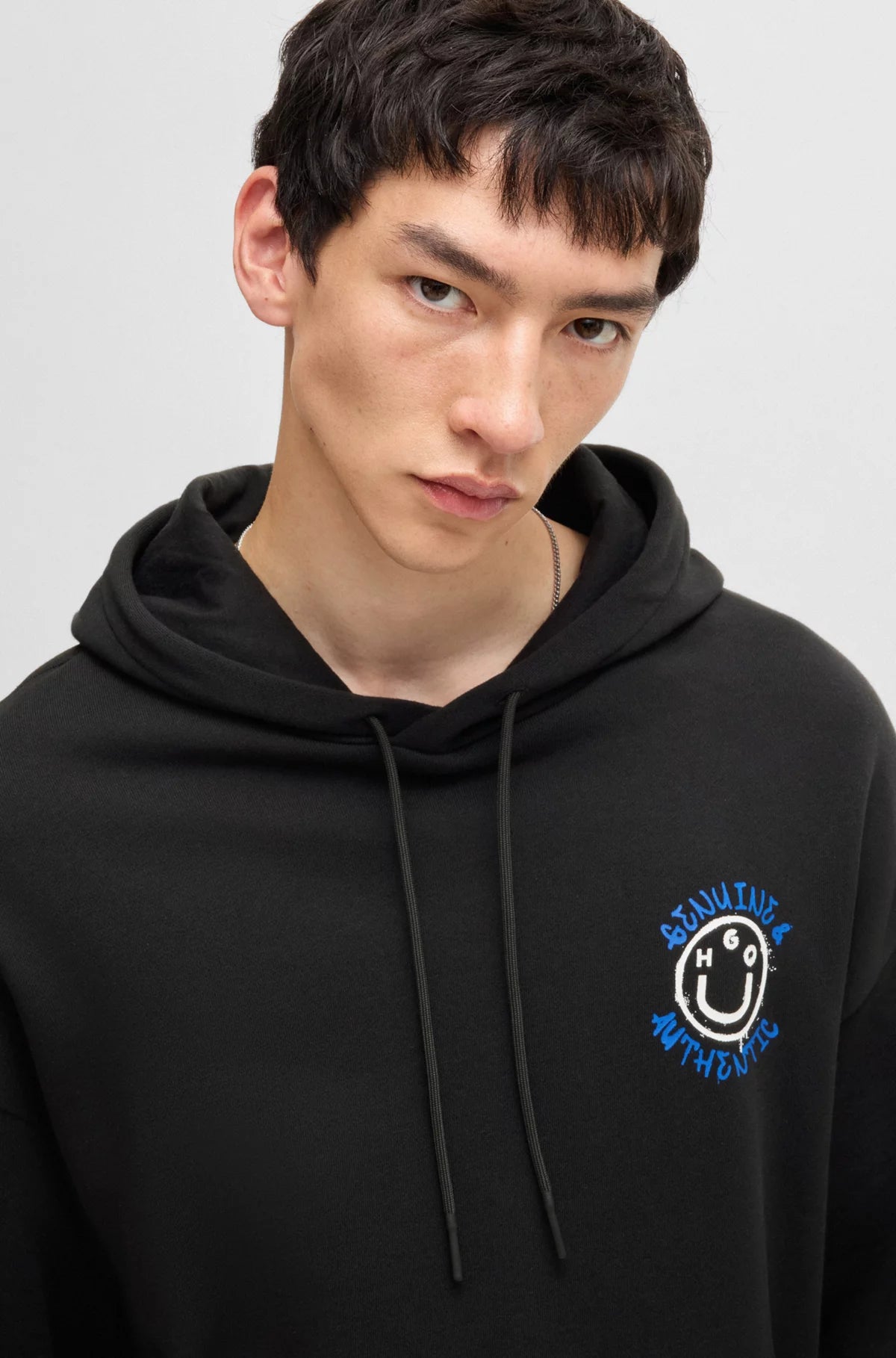 Hugo Blue | Hoodie Nothentico mit Smiley-Gesicht Logo | 001 black