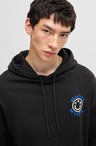 Hugo Blue | Nothentico Hoodie with Smiley Face Logo | 001 black