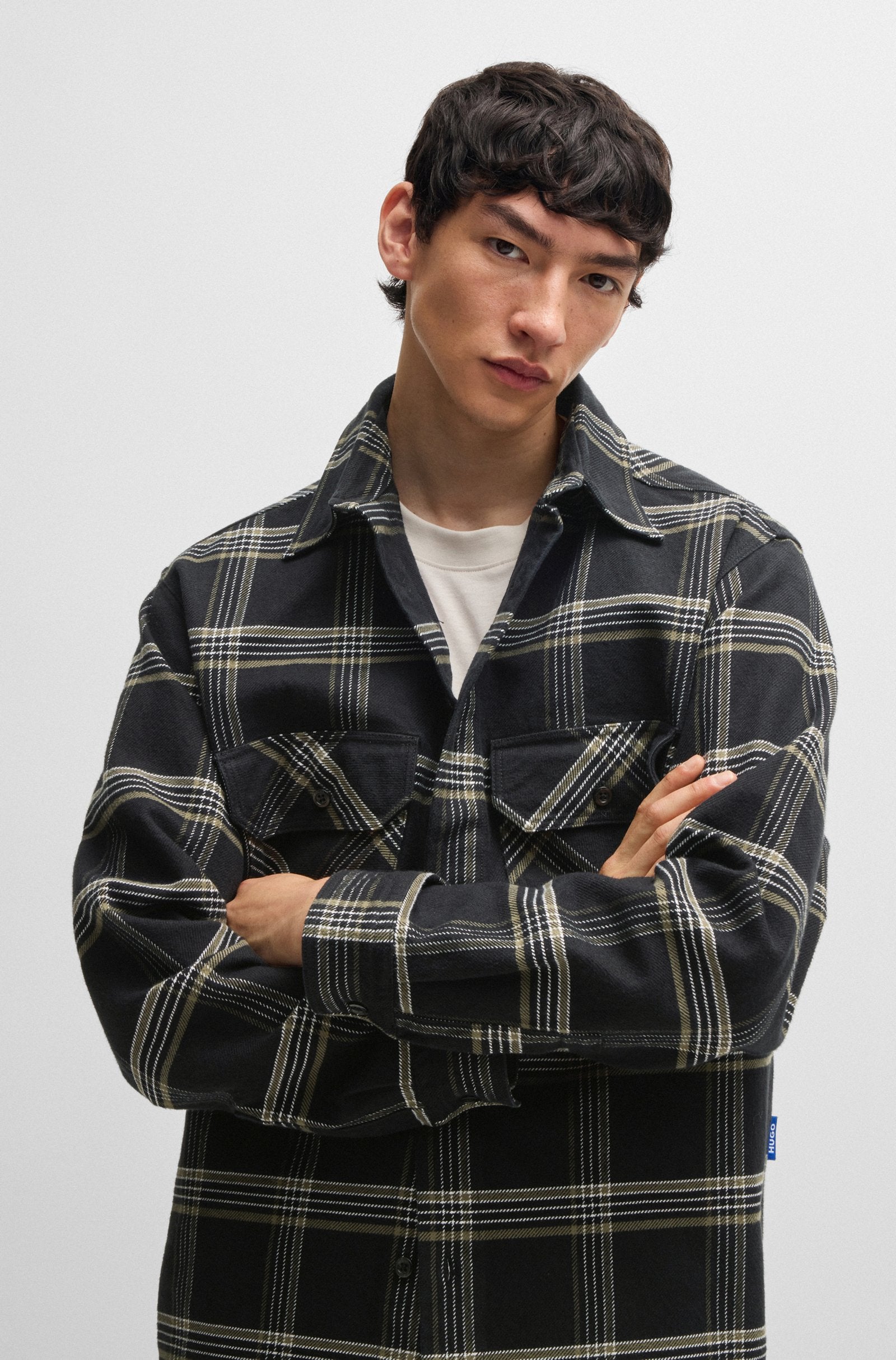 Hugo Blue | Oversized-fit Overshirt | 001 black