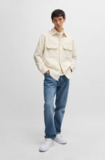 Lade das Bild in den Galerie-Viewer, Hugo Blue | Oversized-fit Overshirt aus gebürsteten Flanell | 121 white
