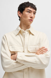 Hugo Blue | Oversized-fit Overshirt aus gebürsteten Flanell | 121 white