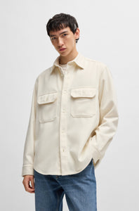 Hugo Blue | Oversized-fit Overshirt aus gebürsteten Flanell | 121 white