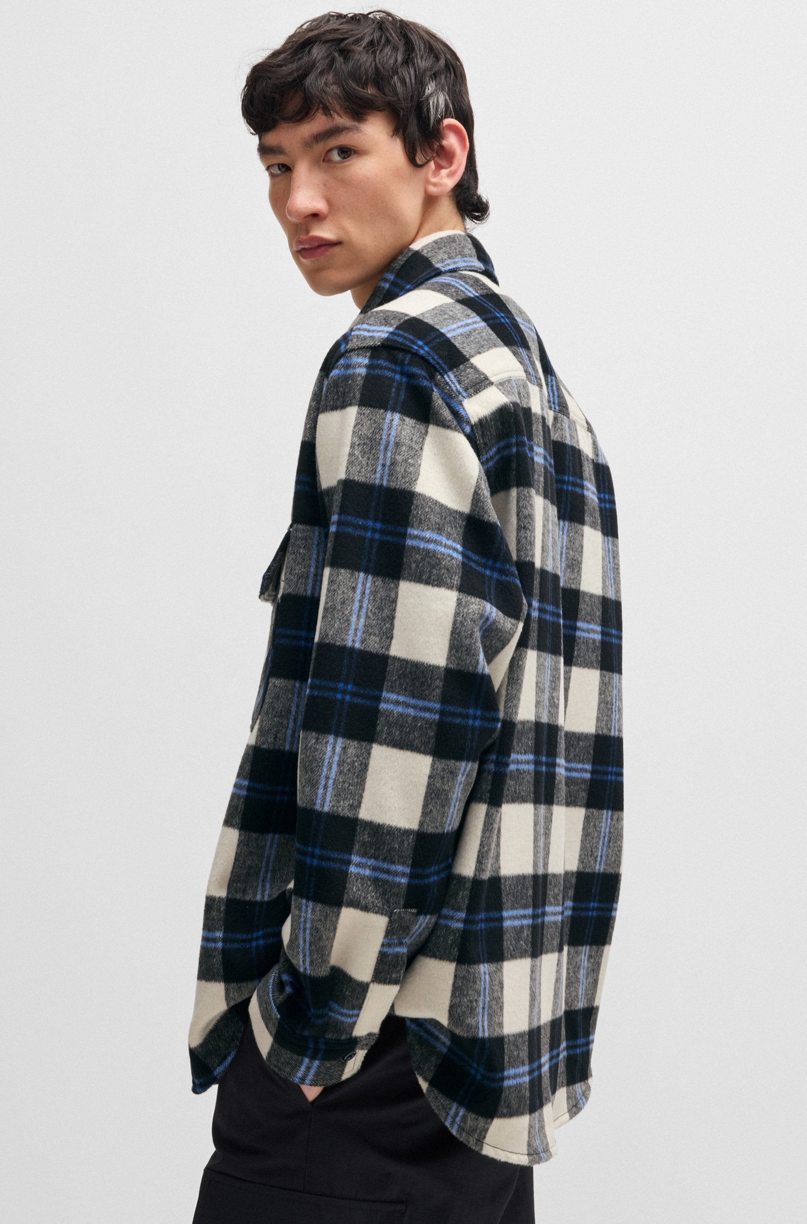 Hugo Blue | Oversized-fit Overshirt | 121 white