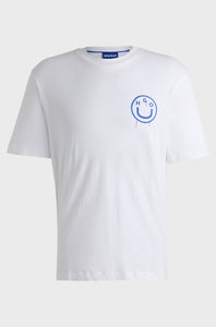 Hugo Blue | T-Shirt Nalumero mit Smiley-Face-Logo | 100 white