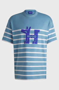 Hugo Blue | Oversized-Fit T-Shirt mit Hunde-Logo | 454 light blue