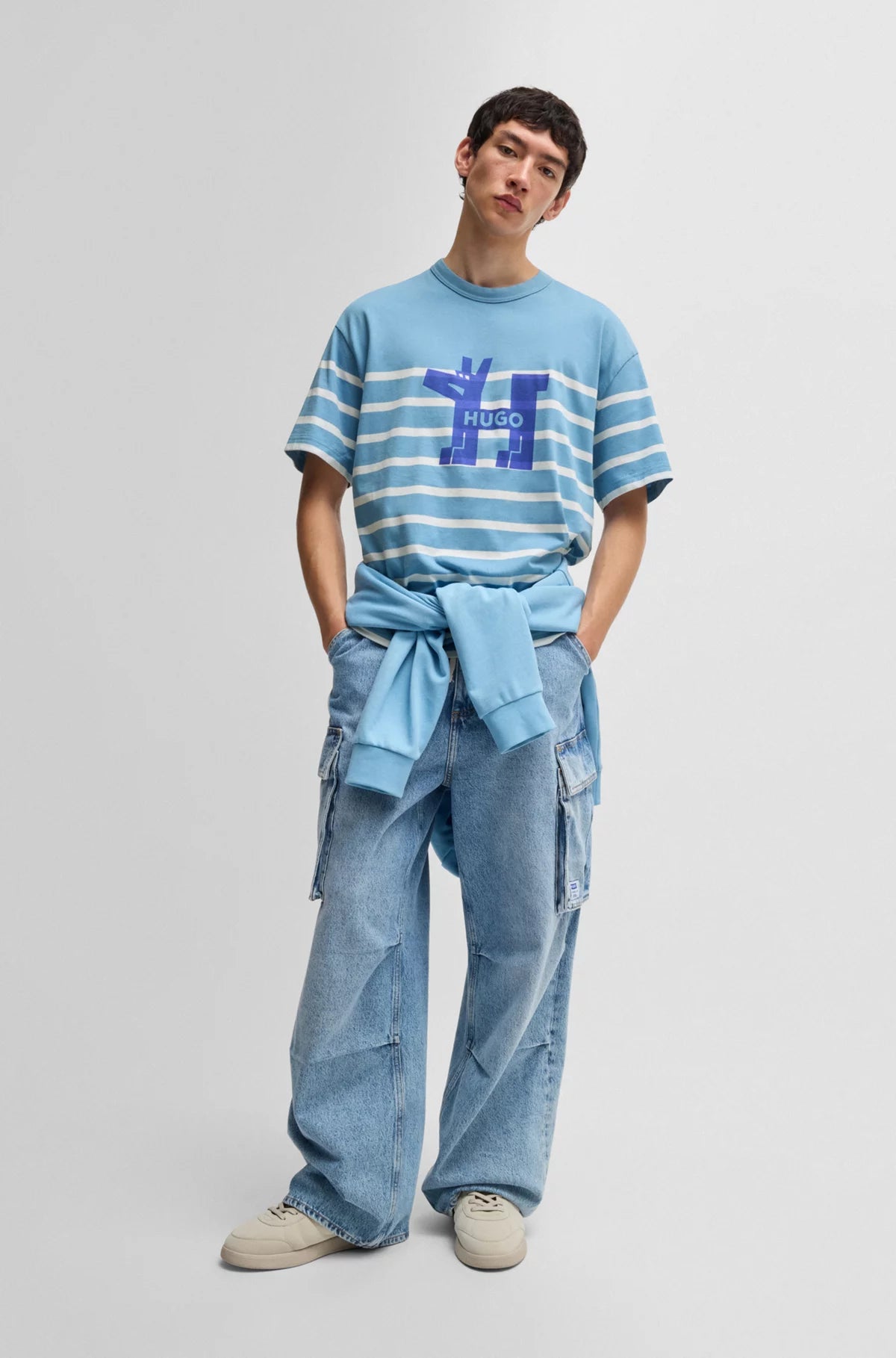 Hugo Blue | Oversized-Fit T-Shirt mit Hunde-Logo | 454 light blue