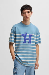 Hugo Blue | Oversized-Fit T-Shirt mit Hunde-Logo | 454 light blue