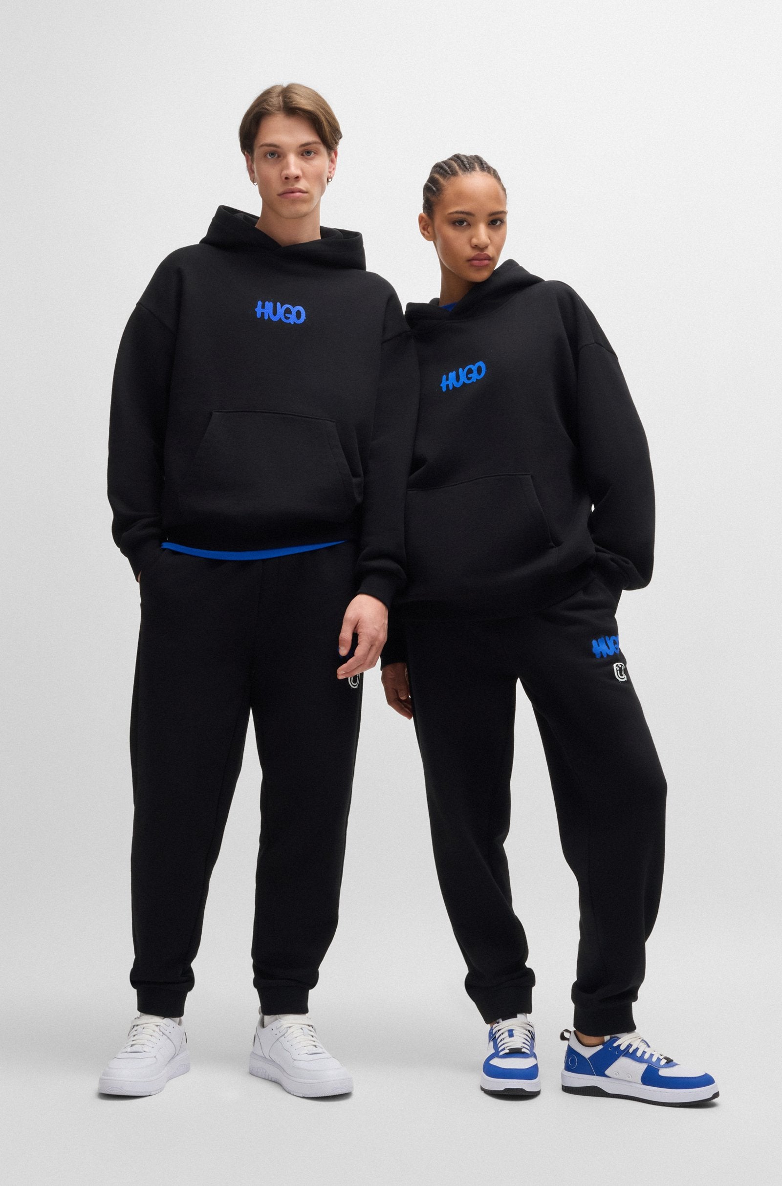 Hugo Blue | Hoodie Nimayho mit Smiley-Gesicht Logo | 001 black