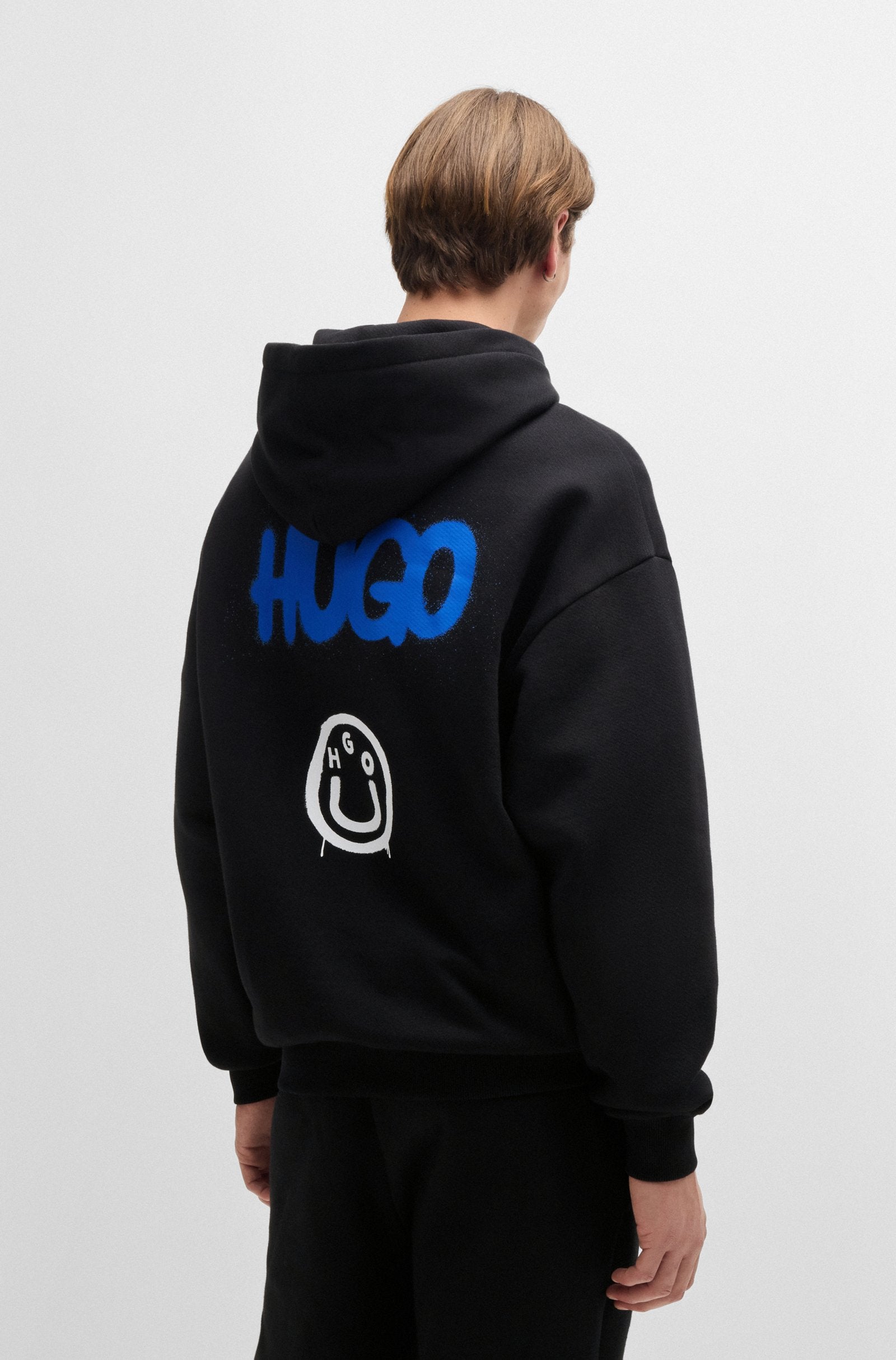 Hugo Blue | Hoodie Nimayho mit Smiley-Gesicht Logo | 001 black