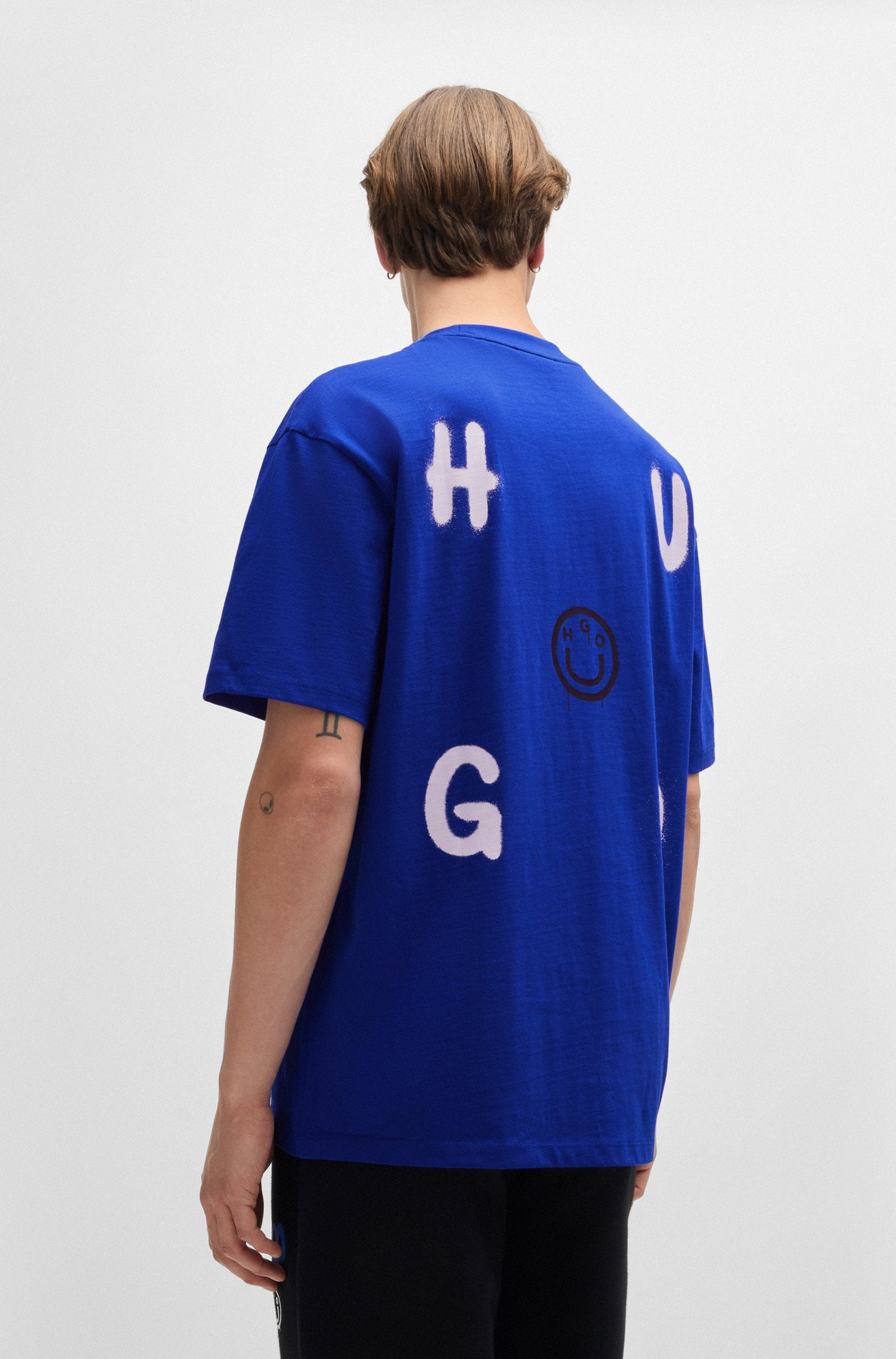 Hugo Blue | T-Shirt Nimayliti mit Smiley-Face-Logo | 493 open blue