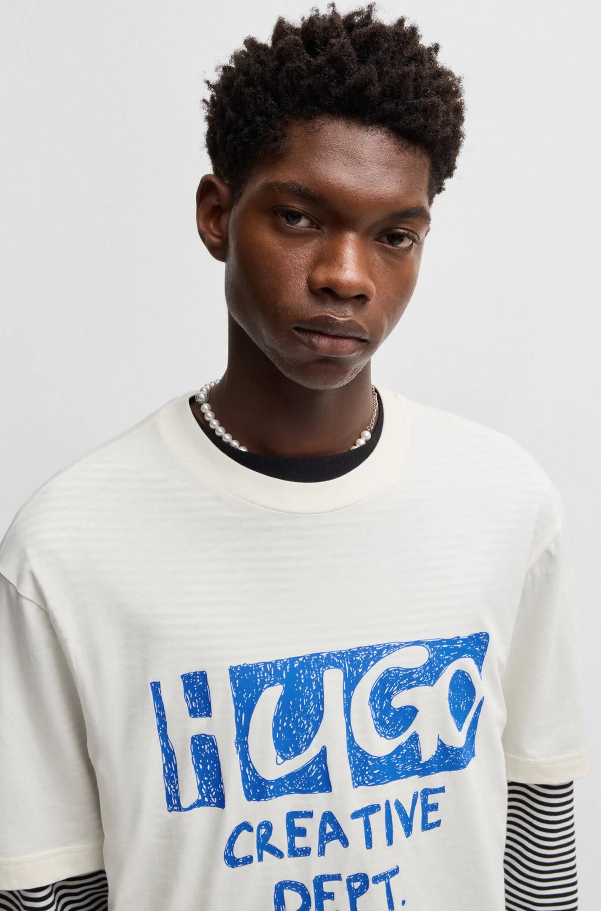 Hugo Blue | T-Shirt Nugocrea mit Logo Artwork | 121 Open white