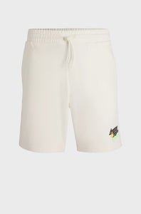 Hugo Blue | Nirvato Shorts aus Baumwoll-Terry mit Happy HUGO-Logo | 121 Open White