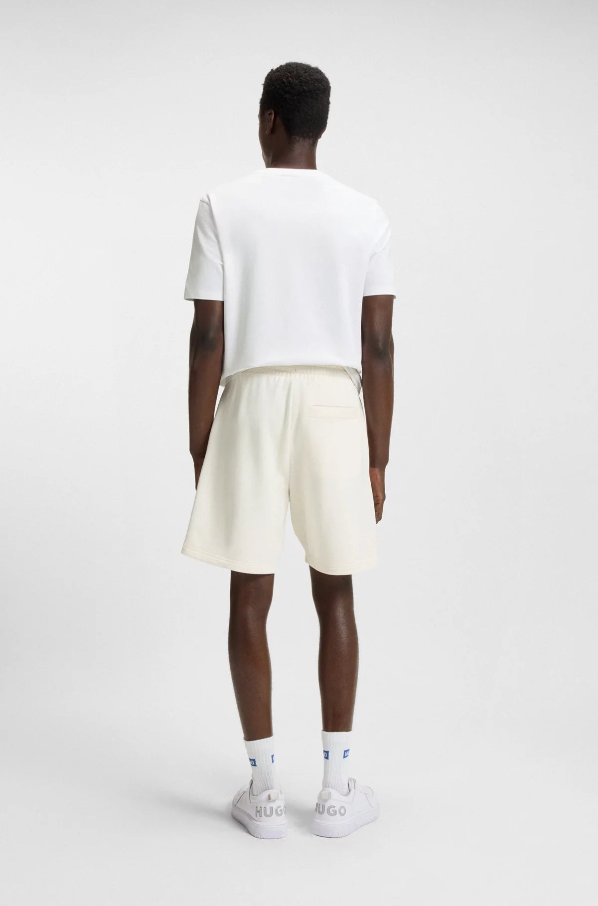 Hugo Blue | Nirvato Shorts aus Baumwoll-Terry mit Happy HUGO-Logo | 121 Open White