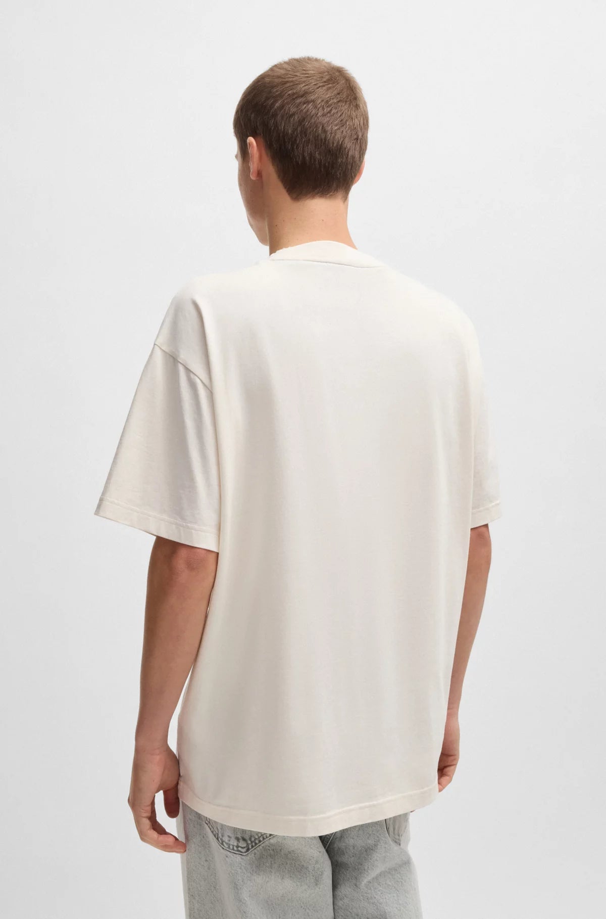 Hugo Blue | Oversized T-Shirt mit Happy HUGO Logo | 121 Open white