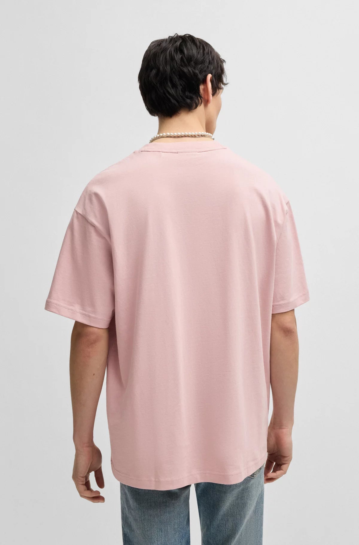 Hugo Blue | Oversized T-Shirt mit Happy HUGO Logo | 680 light pastel pink