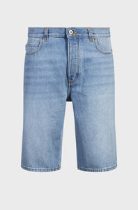 Hugo Blue | Straight-Fit Shorts aus Stone-washed-Denim  | 430 Bright Blue