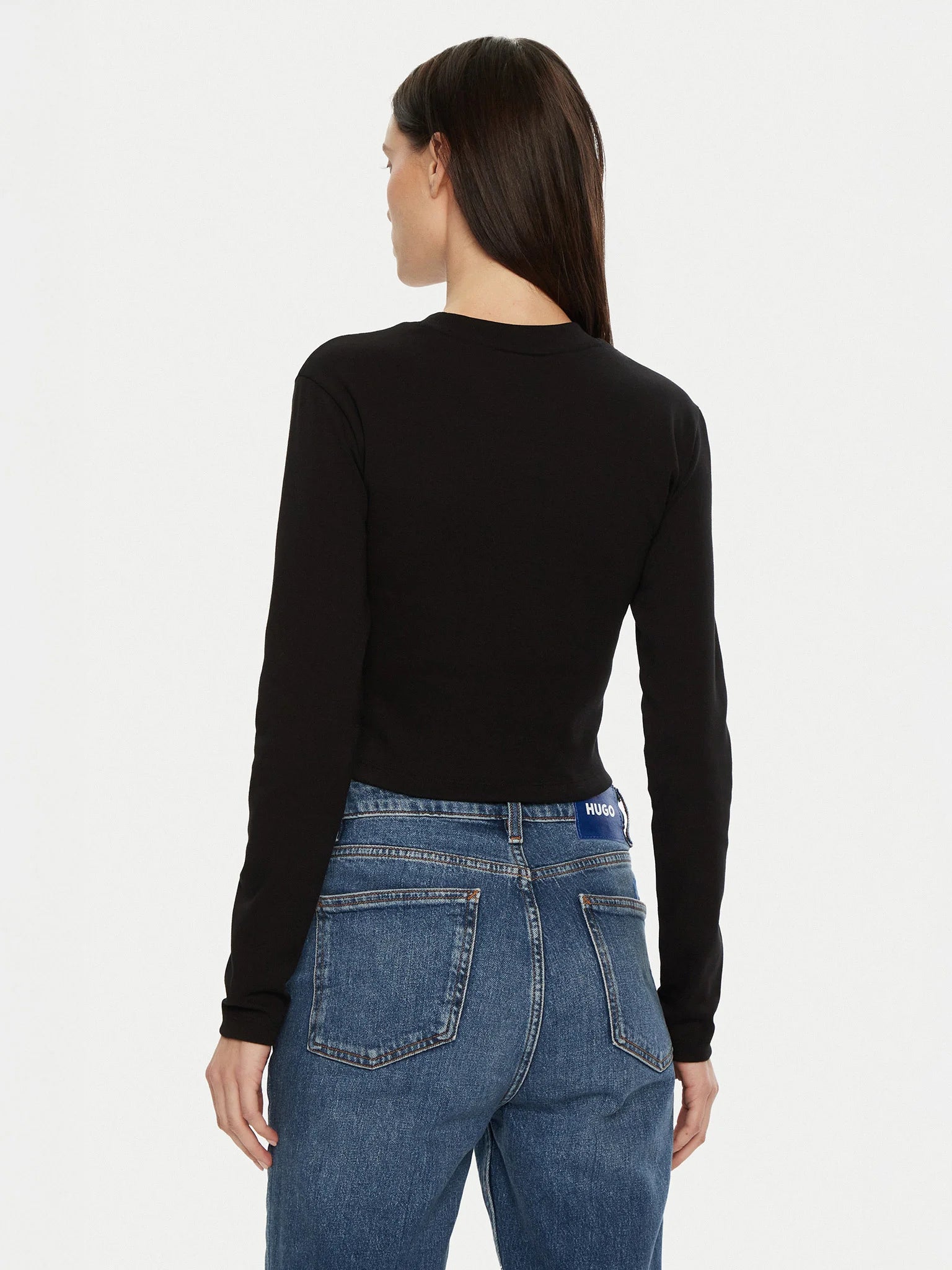 Hugo Blue | Slim Fit Longsleeve Della O-neck | 001 Black