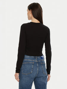 Hugo Blue | Slim Fit Longsleeve Della O-neck | 001 Black