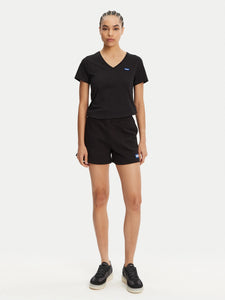 Hugo Blue | Slim-Fit Classic V-T-Shirt mit blauem Logo-Aufnäher | 001 Black