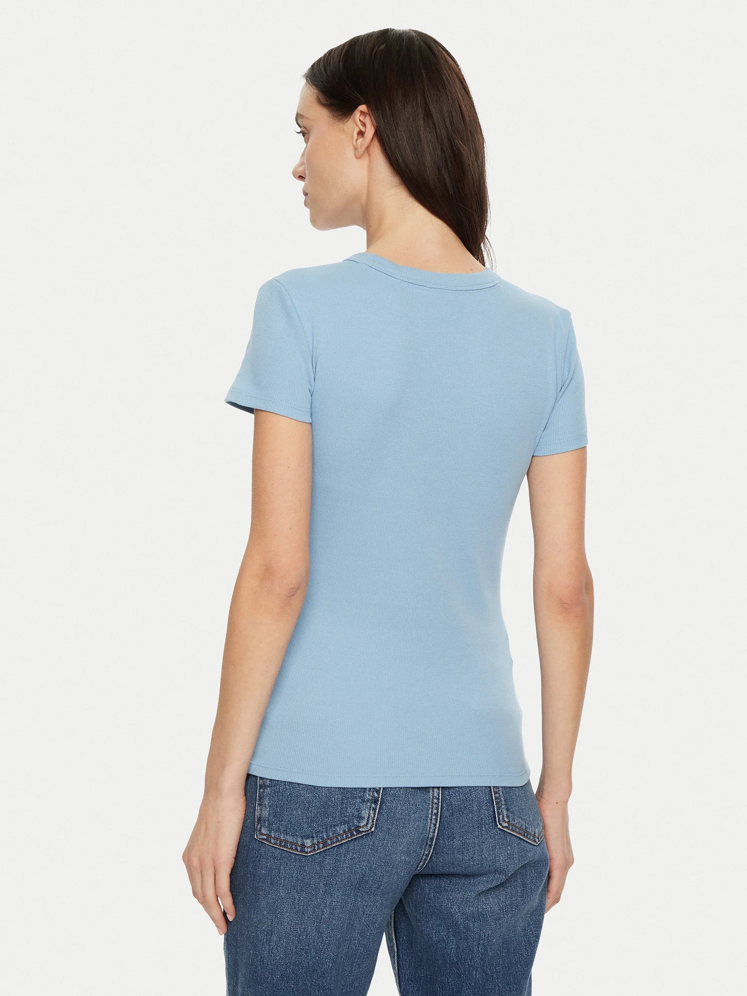 Hugo Blue | Slim-Fit T-Shirt aus Stretch-Baumwolle mit blauem Logo-Aufnäher | 454 lgt Blue