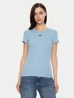 Lade das Bild in den Galerie-Viewer, Hugo Blue | Slim-Fit T-Shirt aus Stretch-Baumwolle mit blauem Logo-Aufnäher | 454 lgt Blue
