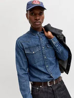 Load image into Gallery viewer, Jack and Jones | WESTERN SHIRT- Hemd 1/1 | MIDBLUE Mid Blue
