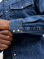 Load image into Gallery viewer, Jack and Jones | WESTERN SHIRT- Hemd 1/1 | MIDBLUE Mid Blue
