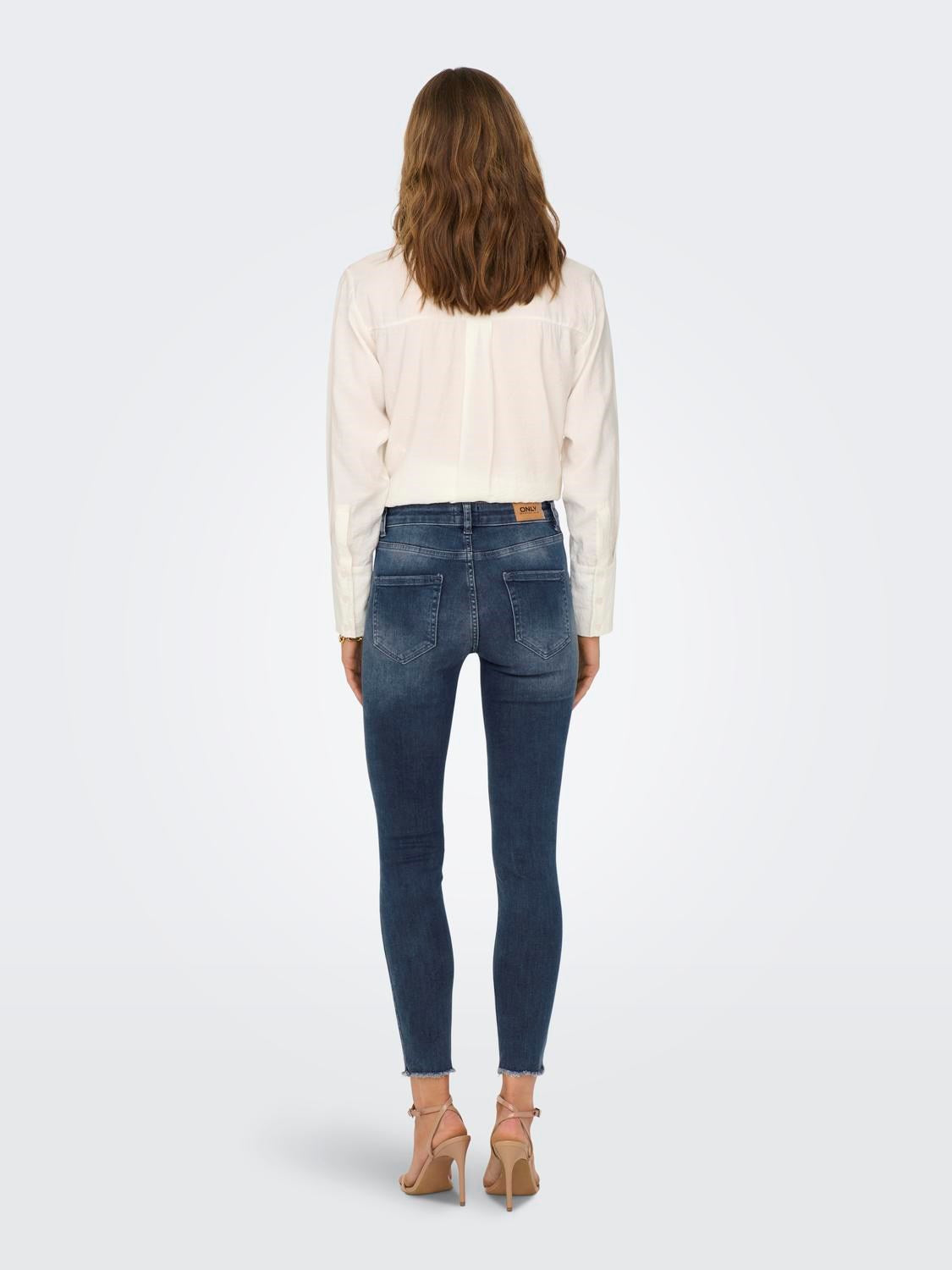 ONLY | Blush Life Mid Ankle Skinny Fit Jeans | Bluegreyde