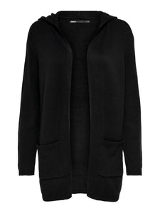 ONLY | Lesly offene Strickjacke mit Kapuze | Black