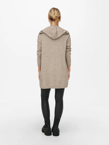 ONLY | Lesly offene Strickjacke mit Kapuze | Beige melange