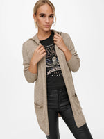 Lade das Bild in den Galerie-Viewer, ONLY | Lesly offene Strickjacke mit Kapuze | Beige melange
