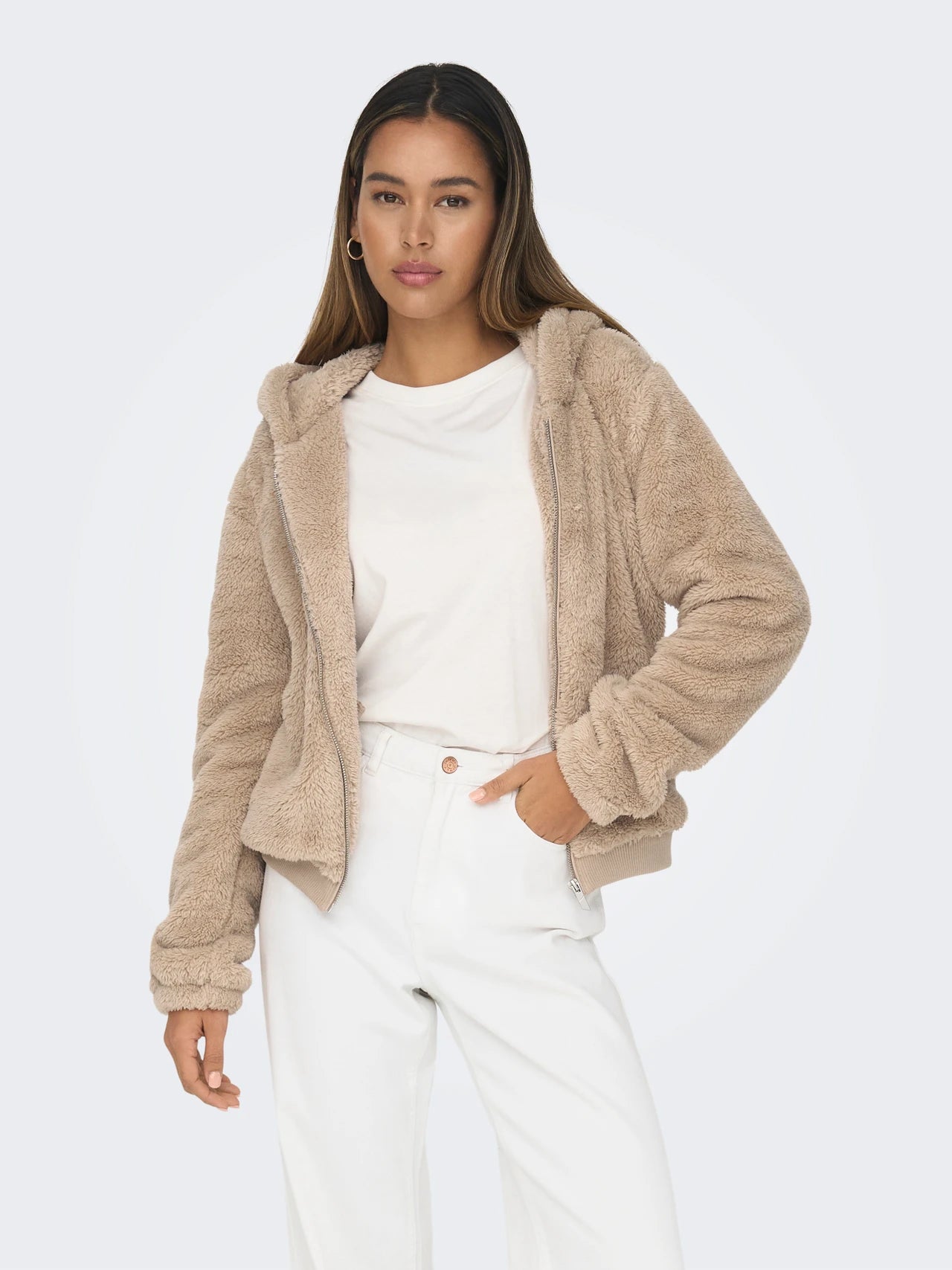 ONLY | NEWANNA Teddyfell Jacke | Humus