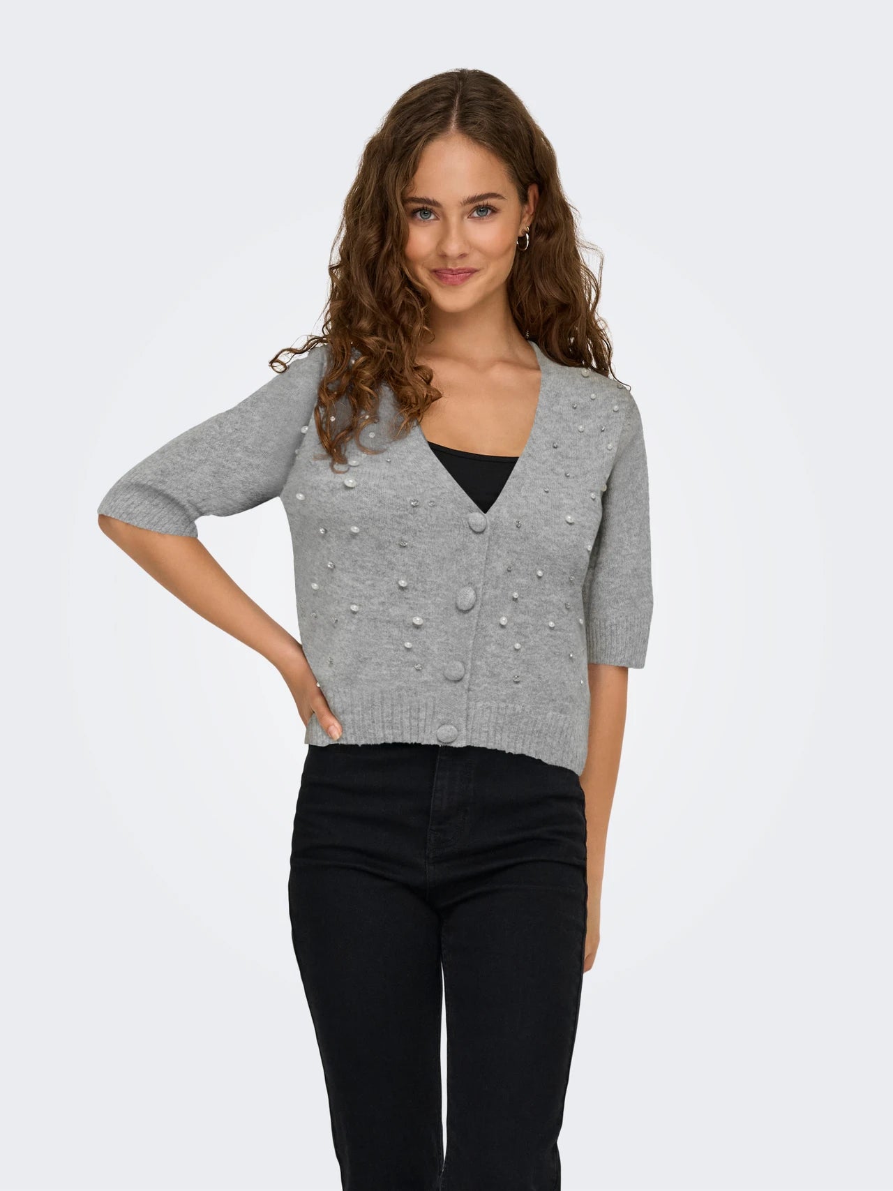 ONLY | RENE Strickjacke  | MED grey bling