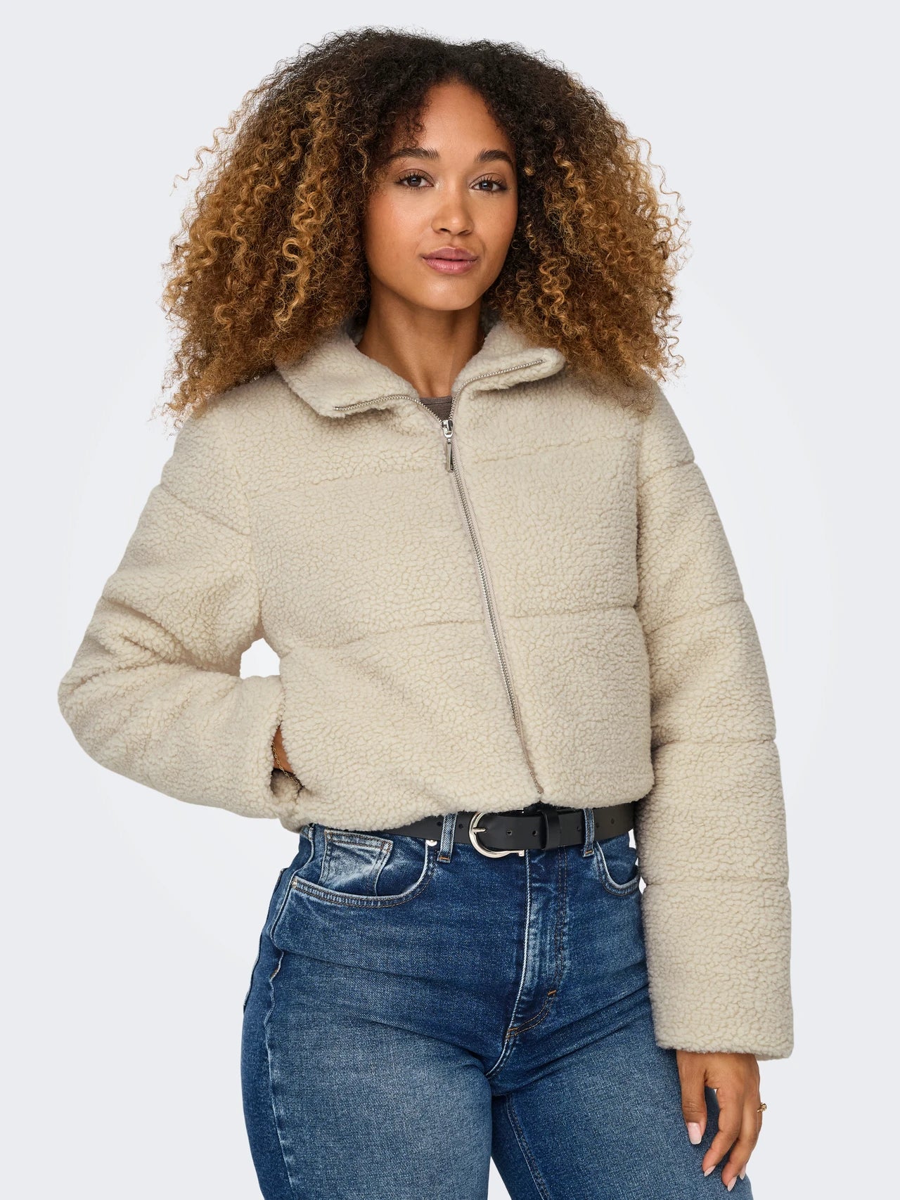 Only | SANDRA teddy fur jacket | Pumice stone