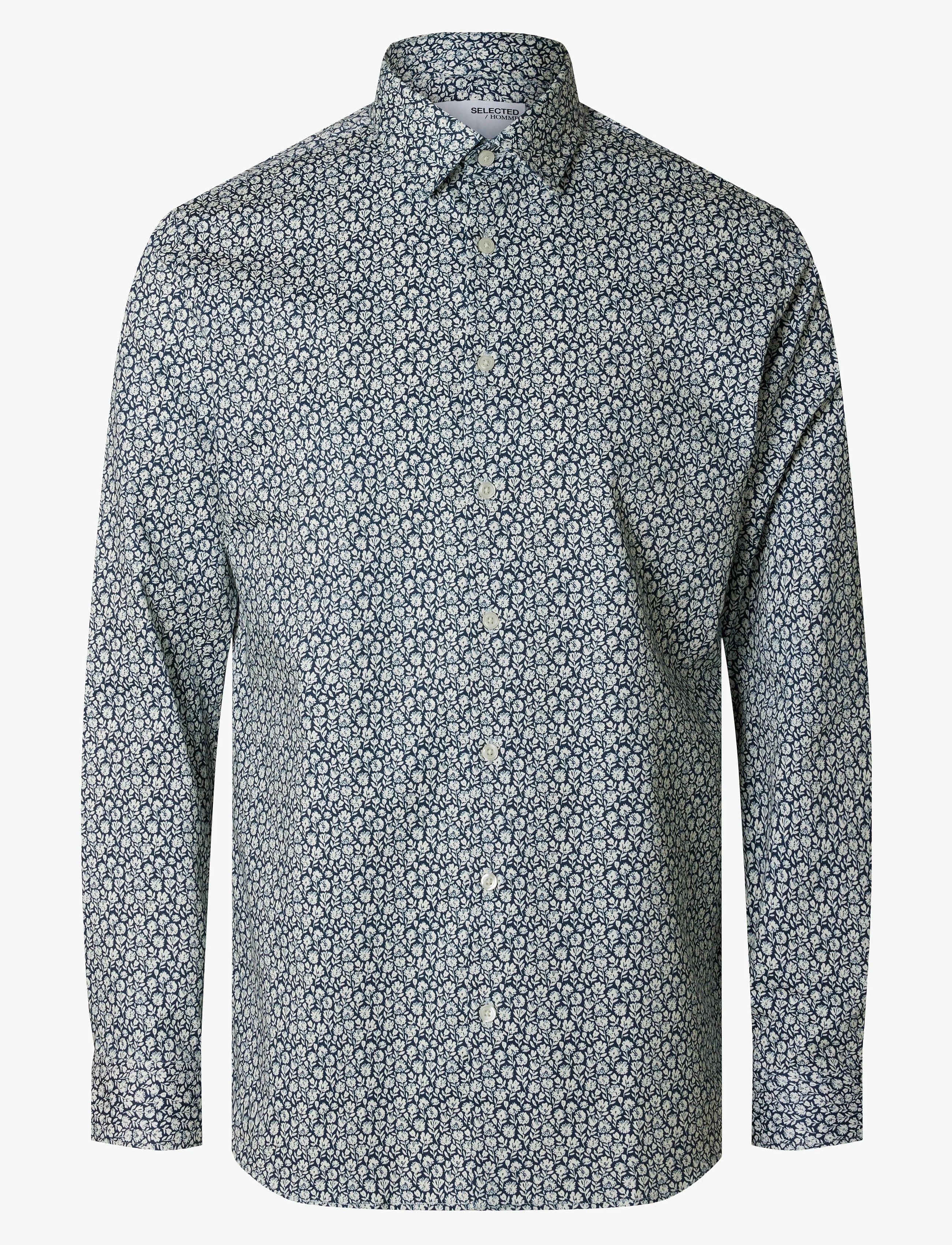 SELECTED | SLIM-PERFORMANCE HEMD | Navy blazer floral