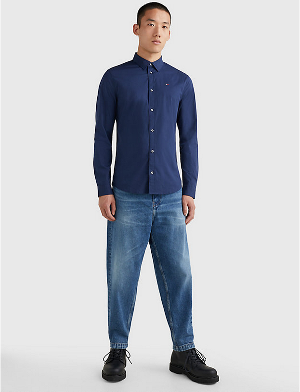 Tommy Jeans | Slim Fit Hemd mit Stretch | blau