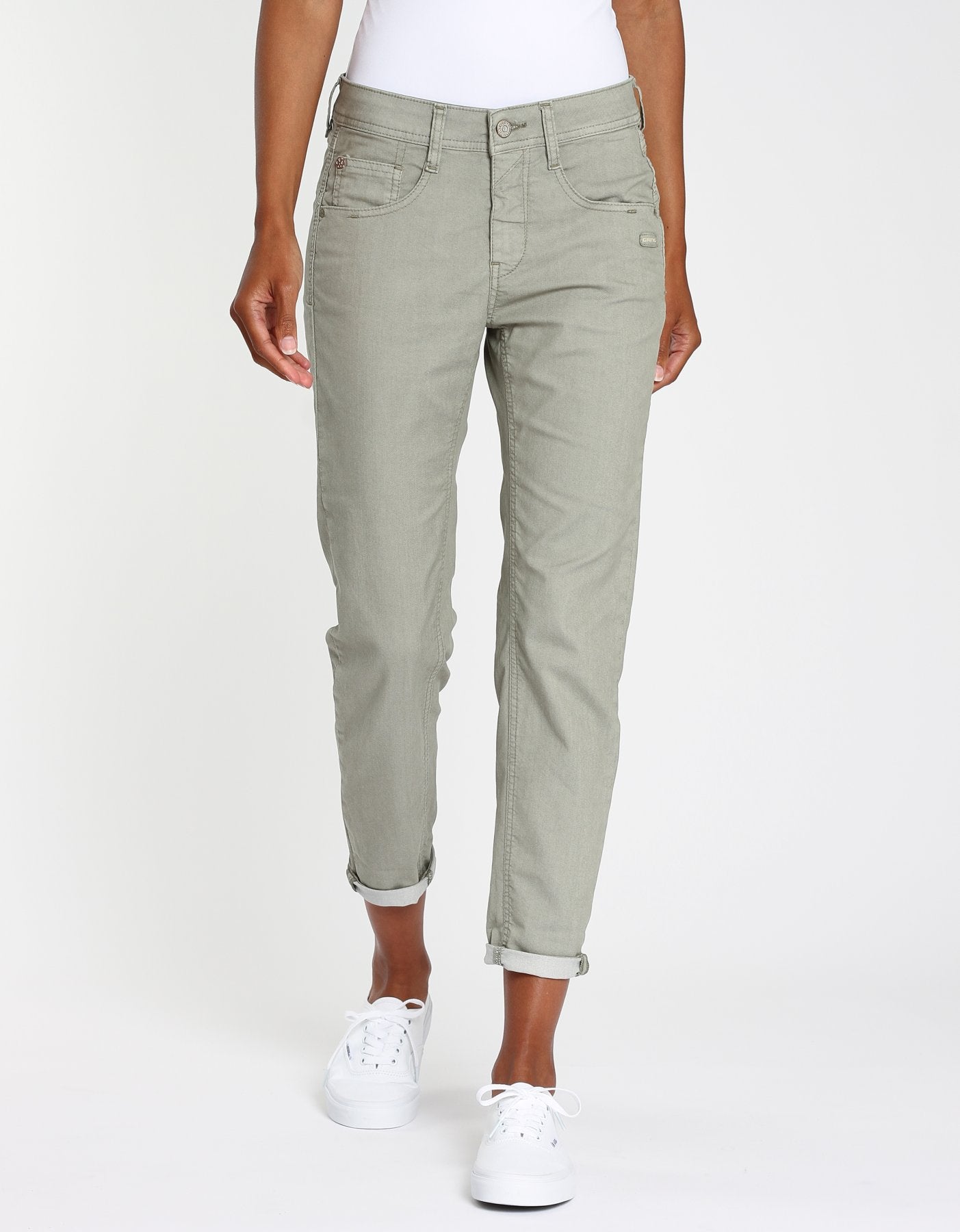 GANG | 94Amelie Cargo cropped - relaxed fit Hose | 6614 olive