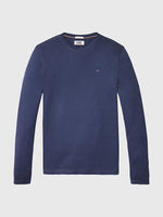 Lade das Bild in den Galerie-Viewer, Tommy Jeans | Geripptes Langarm Shirt aus Bio-Baumwolle | 002 blau
