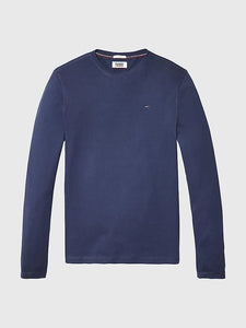 Tommy Jeans | Geripptes Langarm Shirt aus Bio-Baumwolle | 002 blau